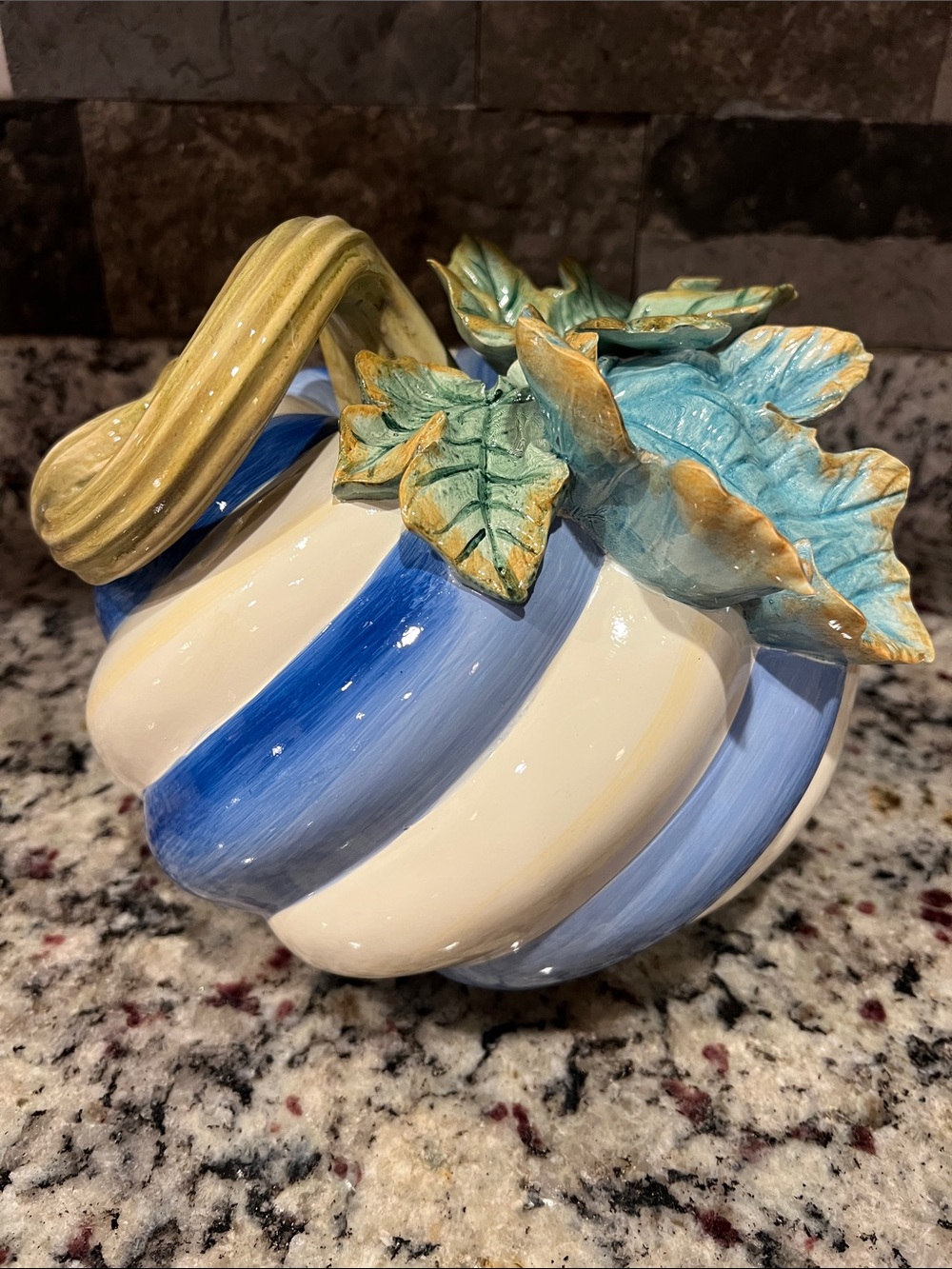 MACKENZIE-CHILDS Royal Swirl Twisted-Stem Pumpkin. New in Box. - Picture 7 of 12